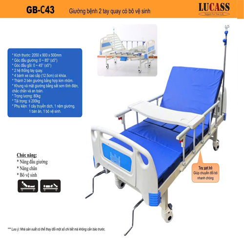 Giường bệnh 3 tay quay Lucass GB-C43 Mới 90%